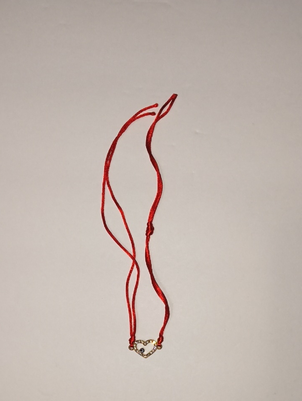 Gold Heart Pendant Necklace with Red Cord